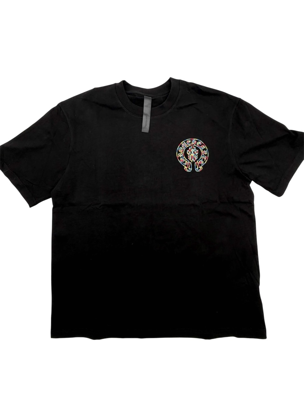 Chrome Hearts Black Short-Sleeve Tee with Multicolor Logo